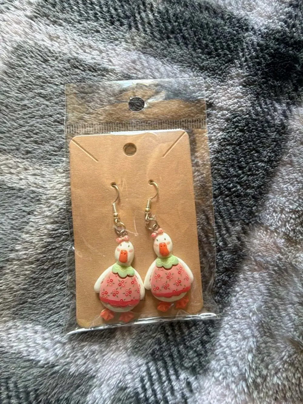 Handmade Floral Sweater Goose Dangle Earrings